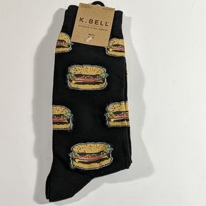 NWT Men's K-Bell  Crew Socks All Over Burger's
